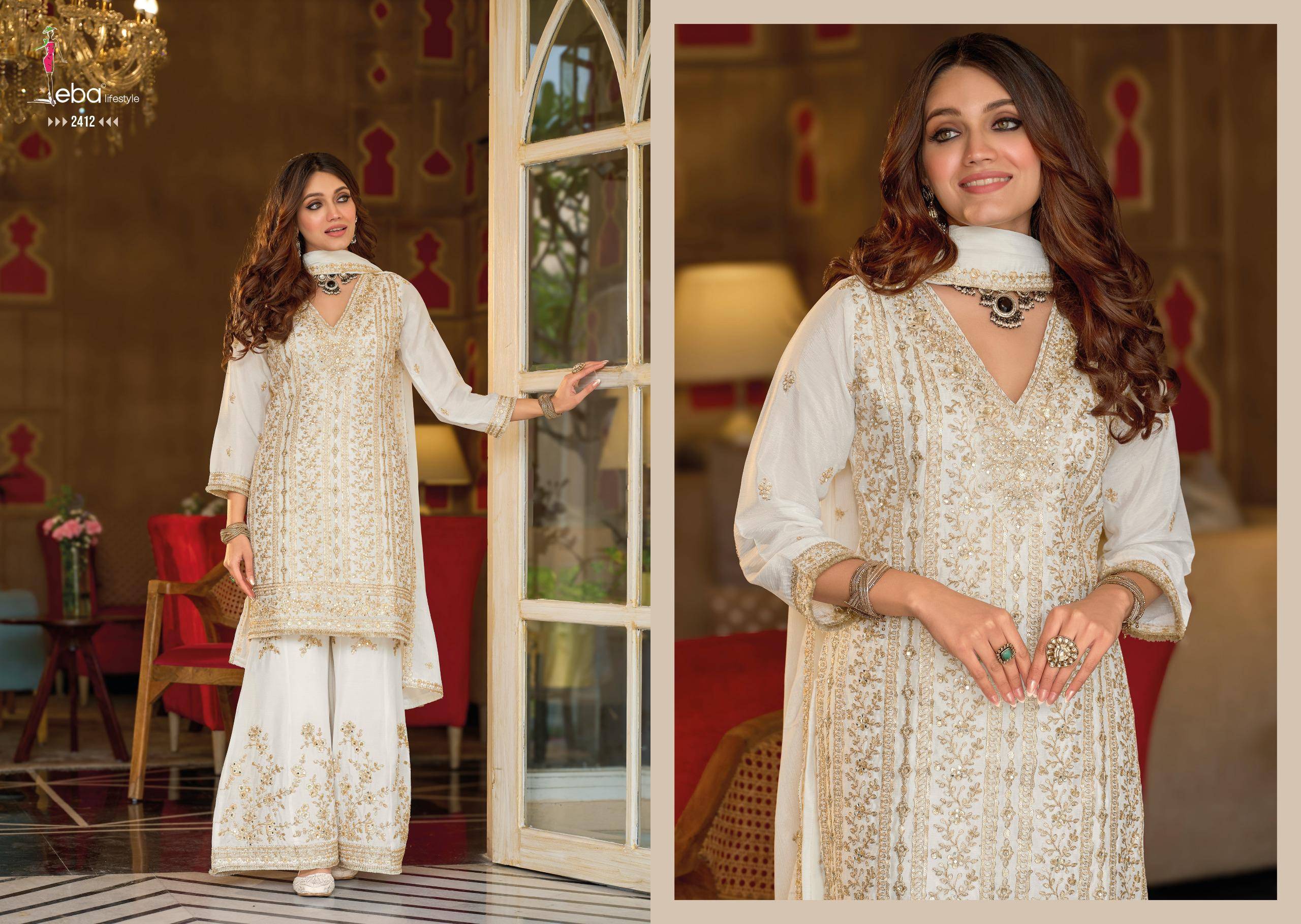 Nayaab By Eba Lifestyle 2411 To 2412 Series Ready To Wear Heavy soft organza Dresses At Wholesale Price